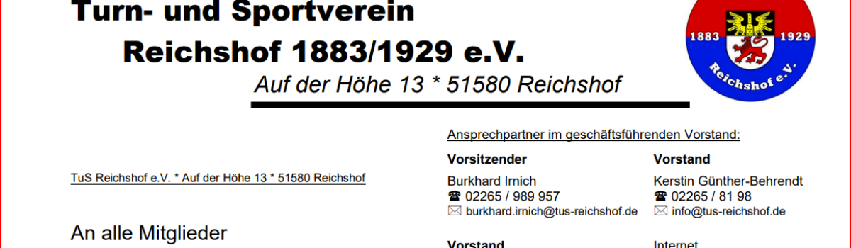 Einladung zur Mitgliederversammlung am 15.05.2025